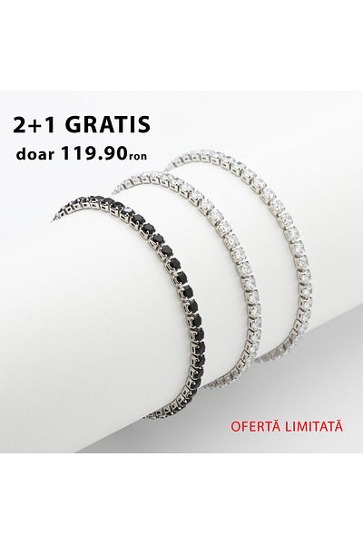 ElectraStore Set of 3 White Gold Plated Tennis Bracelets