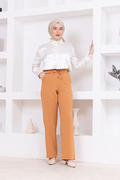 FİDEY Women's Waist Elastic Pocket Trousers