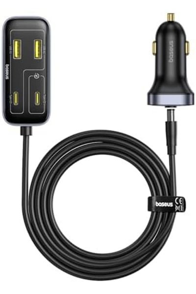 Baseus Car Charger L1 with Back Seat Power, 110W, Black Cosmic