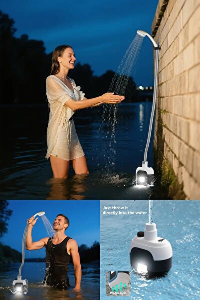 Genel Markalar Şarjlı Su Pompalı Kamp Duşu – Portatif ve Hafif Tasarım, Evde, Dışarıda, Tatilde Duş İmkanı Sunar