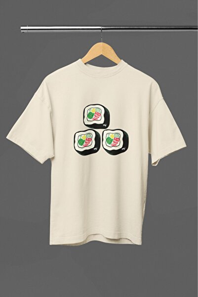 ArtYus TRIOCĂ CU MÂNĂ SCURTĂ CU Gât rotund, IMPRIMAT 3SUSHI, PENTRU BĂRBAȚI/F...