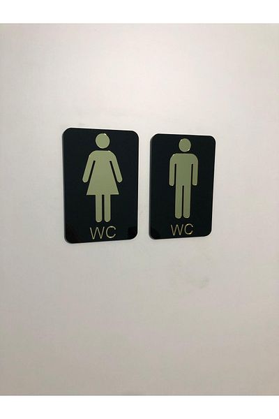 3ALAZERPLEKSİ Wc Diversion Sign 2Pcs