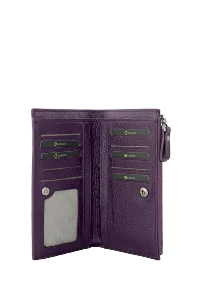 Grande Genuine Leather Women's Wallet Knitted Plum 2760