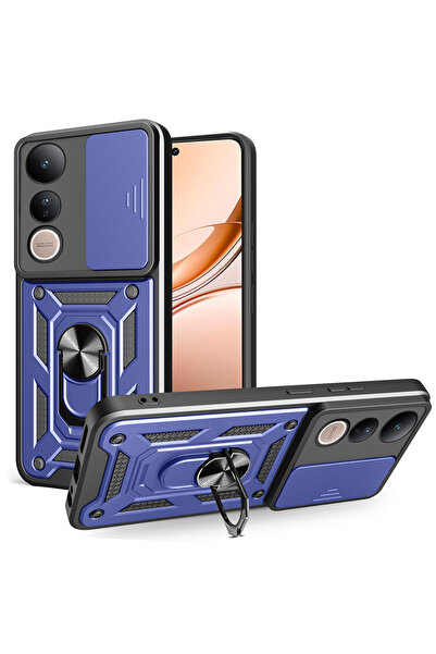 Rivor Vivo V50 Lite 4G Uyumlu Kılıf Kamera Sürgülü Standlı Yüzüklü Darbe Emic...