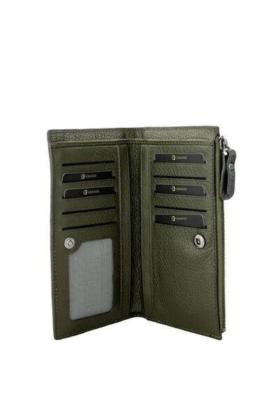 Grande Genuine Leather Women's Wallet Knitted Green 2760
