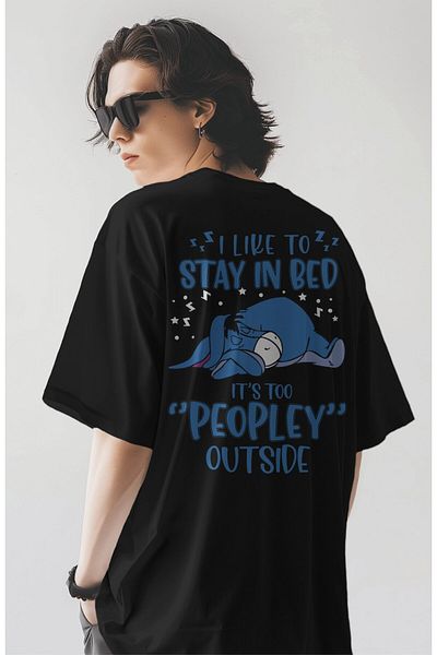 Fuddy Moda Unisex Μου αρέσει να μένω σε μπλουζάκι με στάμπα με κακή πλάτη, μπλουζάκι με λαιμόκοψη με θέμα το καρτούν
