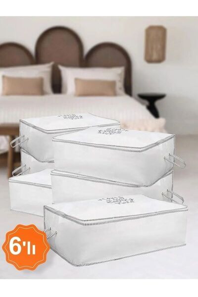 ellahomedekor 6 Adet Çeyizlik Baskılı Ipli Baza Hurcu 65*30*20cm