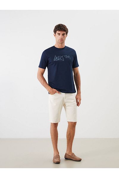 LC Waikiki New Season Crew Neck Printed Combed Cotton Men's T-Shirt - S5Pk91Z8