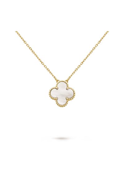 ElectraStore Gold Necklace with White Mother-of-Pearl Flower