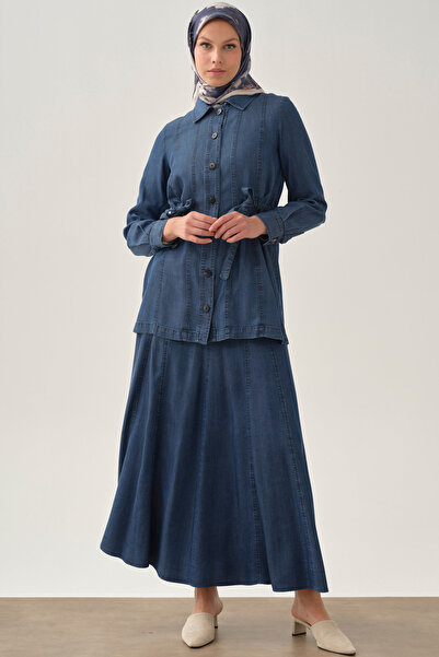 Tuğba Parçalı Etek - İndigo