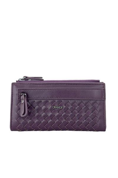 Grande Genuine Leather Women's Wallet Knitted Plum 2760