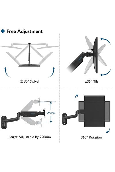 BONTEC Monitor/TV wall mount, Bontec, 13-42 inch -33-106cm, fully adjustable, metal, 8 kg max, black