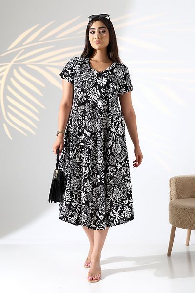 LadyMina Pijama Summer Plus Size Viscose V-Neck Dress
