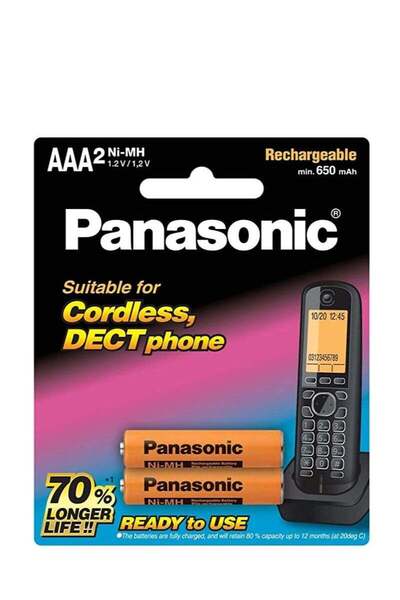PANASONIC بطاريات AAA Ni-MH القابلة لإعادة الشحن للهواتف DECT اللاسلكية