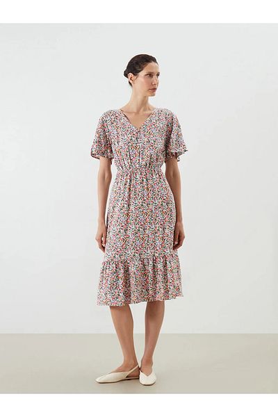 LC Waikiki Lcwaikiki classic mixed v-neck floral waist dress