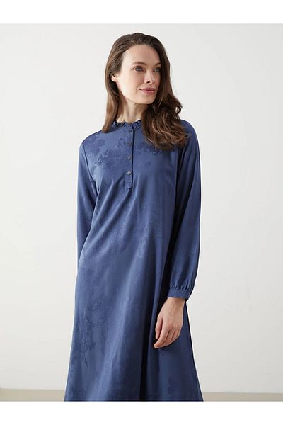 LC Waikiki Lcw grace indigo ruffled Mock Neck floral women's dress