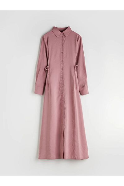 LC Waikiki Lcw Modest Pink Modal Blend Shirt Dress