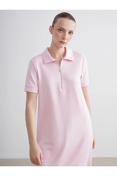LC Waikiki Lcwaikiki classic pink polo neck mini dress