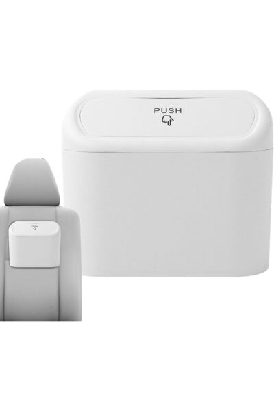 Luti Concept Auto Accessory Car Trash Can Portable In-Car Portable Organizer with Lid Trash Can White