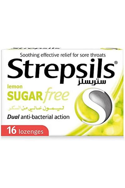 STREPSİLS Lemon Sugar Free, Dual Anti-Bacterial Action, Soothing Effective Relief from Sore Throats,