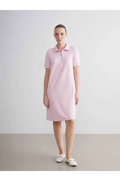 LC Waikiki Lcwaikiki classic pink polo neck mini dress