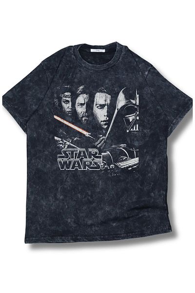 Fuddy Moda Tricou unisex vintage Star Wars scris lavabil, tricou retro cu tematică film oversize