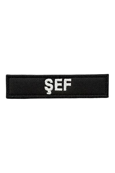 Ex Patch Patch de broderie scrisă Chef pe fundal negru - 9,5x2 cm