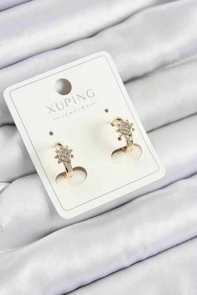 PRATİKOBA Bfs Xuping Zircon Stone Flower Model Gold Color Women's Earrings