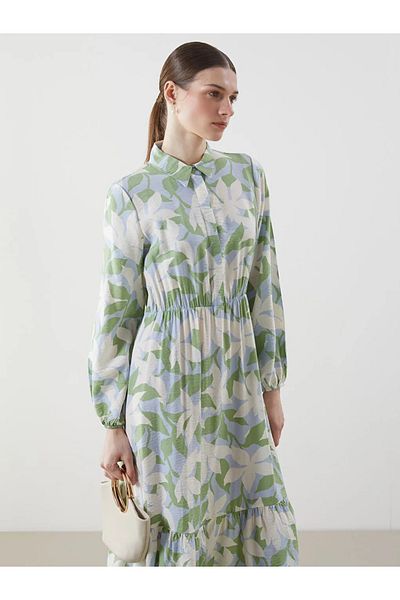 LC Waikiki Lcw modest mixed shirt collar patterned women's dress