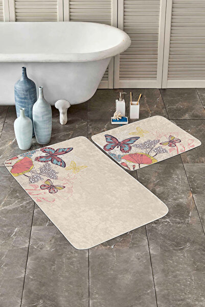 Realhomes مجموعة منشفة حمام قابلة للغسل بقاعدة مضادة للانزلاق منقوشة على شكل ...