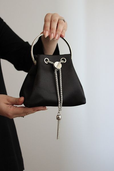 Mimoza Women's Elegant Metal Handle Satin Textured Evening Dress Bag See Code
