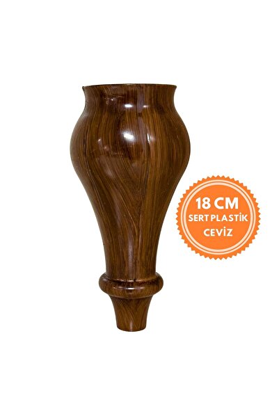 TEKSAN Lüx Konik Ceviz Renk Komidin Ve Mobilya Ayağı, Sert Plastik Dekor