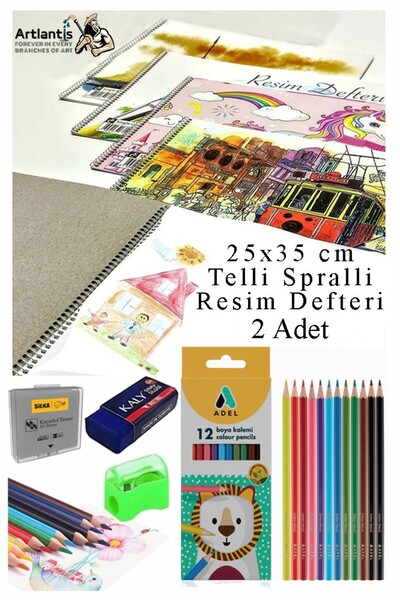 Artlantis 12 لونًا من ألوان أديل الجافة مقاس 25 × 35 سم دفتر رسم سبرالي مع مم...