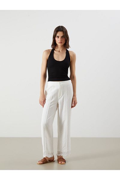 LC Waikiki New Season Women's Pants with Elastic Waist and Lace Detail - S5Qf67Z8