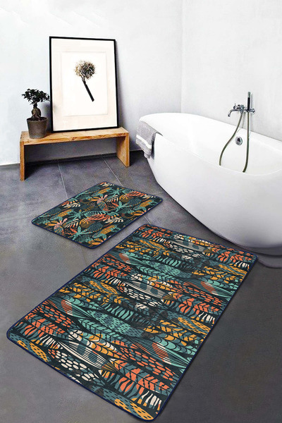 Realhomes مجموعة سجادة حمام قابلة للغسل بقاعدة مضادة للانزلاق مكونة من قطعتين...