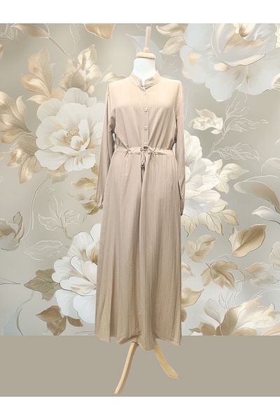 DENİZLİFE Women's Battal Size Front Button Dress
