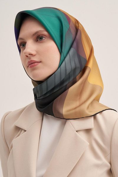 Aker Eșarfă din satin creponat de mătase cu modele geometrice - Sura - 8993701 - 311