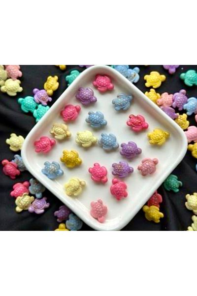 yiğit aksesuar 30 Pieces of Quality Acrylic Perforated Turtle Figure Beads Spacer Apparatus Necklace Bracelet Apparatus
