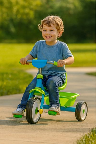 MASA Colorful Kids Tricycle with Rear Basket – Sturdy Frame, 3 Color Options