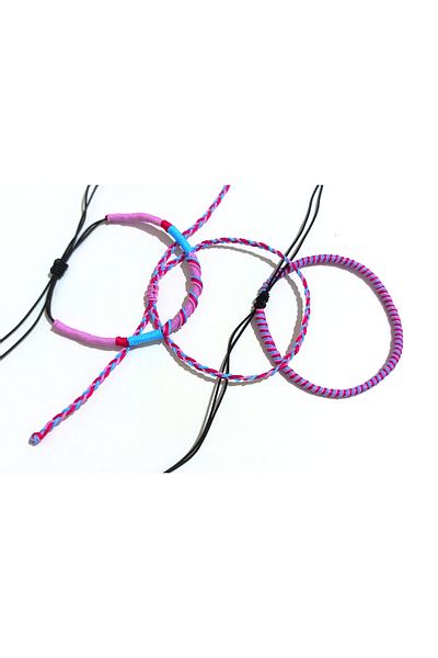 Lal Multicolored 3-Piece Dreadlock Braided Luck, Friendship Bracelet and Anklet