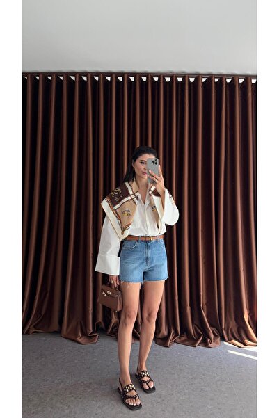 HAZELANNA Kesik Paça Denim Şort