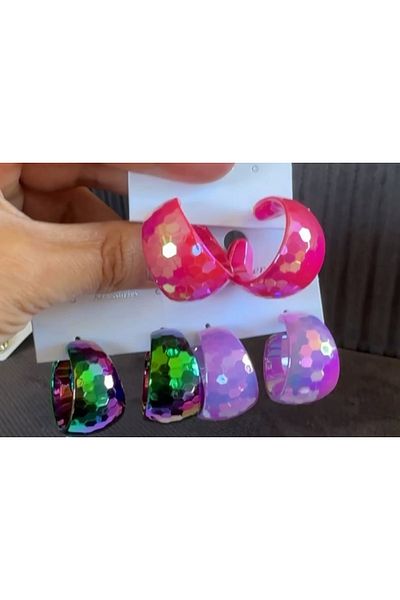 Be Best Women's Purple Color Sparkling Shiny Hoop Earrings Be132
