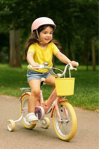 MASA Kids Bicycle with Basket – 12 Inch Pink Bike with Training Wheels for Girls