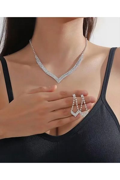 Mihra Aksesuar Necklace Earrings Set