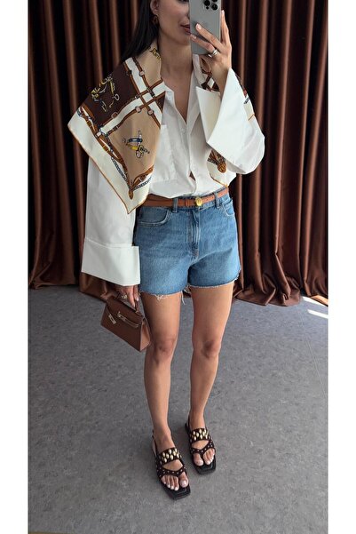 HAZELANNA Kesik Paça Denim Şort