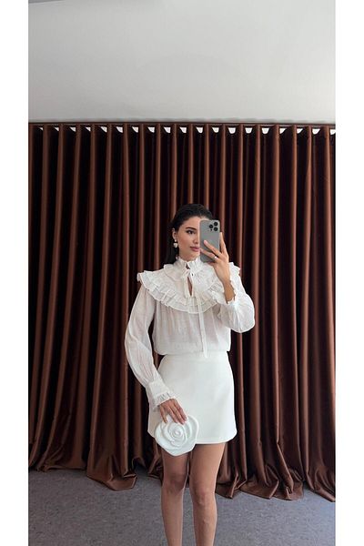 HAZELANNA Romantic White Blouse