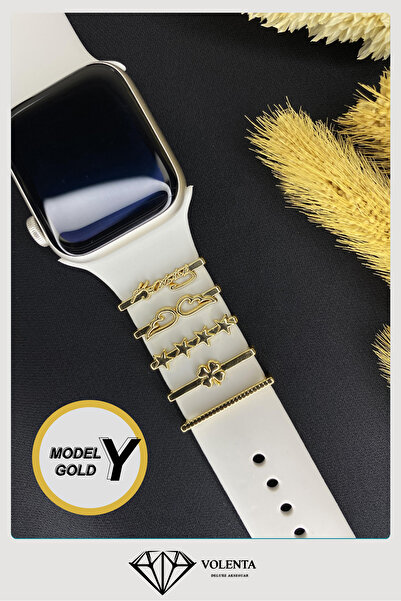 Volent ATATÜRK imzalı Apple Watch-xiaomi Active5/active3 Silikon Ve Saat Kordon Uyumlu Charm Aksesuar