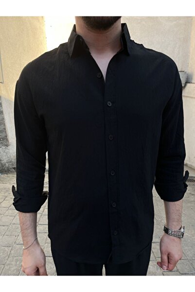 Solvia Officiall Мъжка риза с текстура Aerobin Linen Regular Shirt Old Money Shirt