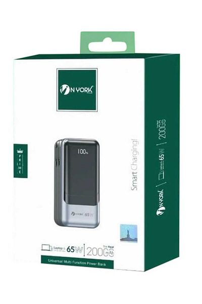 NYORK Compact 20,000mAh Power Bank with 65W Fast Charging and 2 Built-in Cables