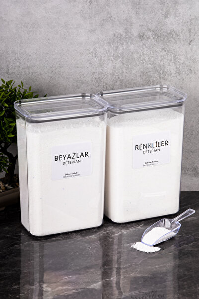 Minya Home 2 Adet 3000 ml Deterjanlık Seti Renkliler & Beyazlar Etiketli Ölçek Hediyeli Deterjan Saklama Kabı